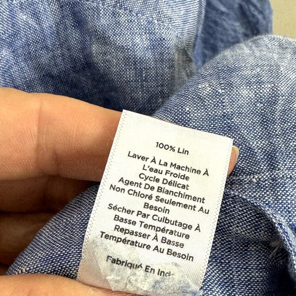 Talbots Plus 100% Blue Linen Popover Long Sleeve Shirt 2X - Picture 4 of 5